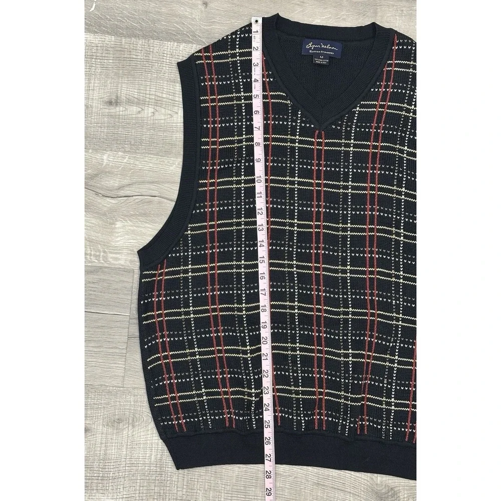 Byron Nelson Eleven Straight Vest Men's Medium 100% Pima Preppy Red Gold Black‎
